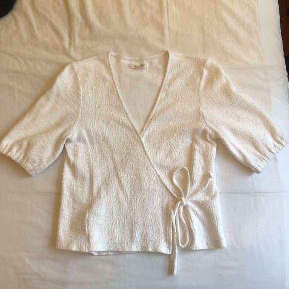 Madewell Puff-sleeve Wrap Top - 100% Cotton - Size Small - Picture 2 of 8